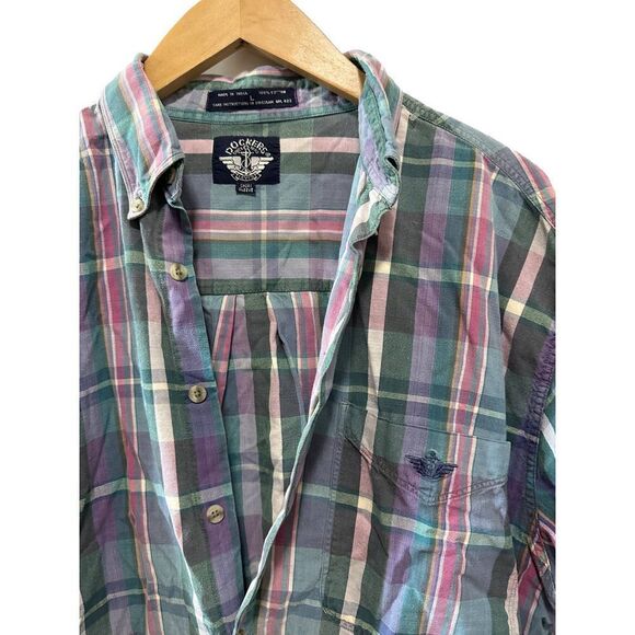 Dockers / Levis Mens Plaid Button Up Casual Shirt - Size‎ Large - Picture 2 of 6